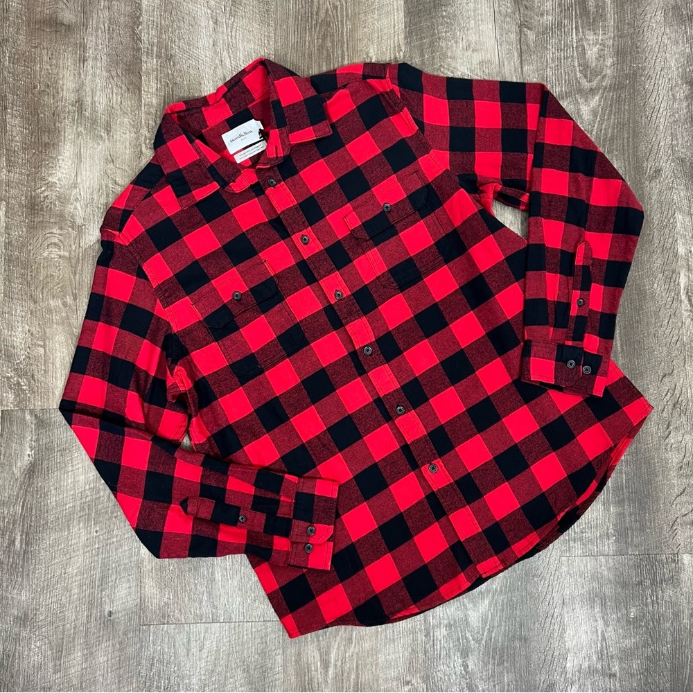 NWT Goodfellow Red Buffalo Check Plaid Long Sleeve Button Down Shirt